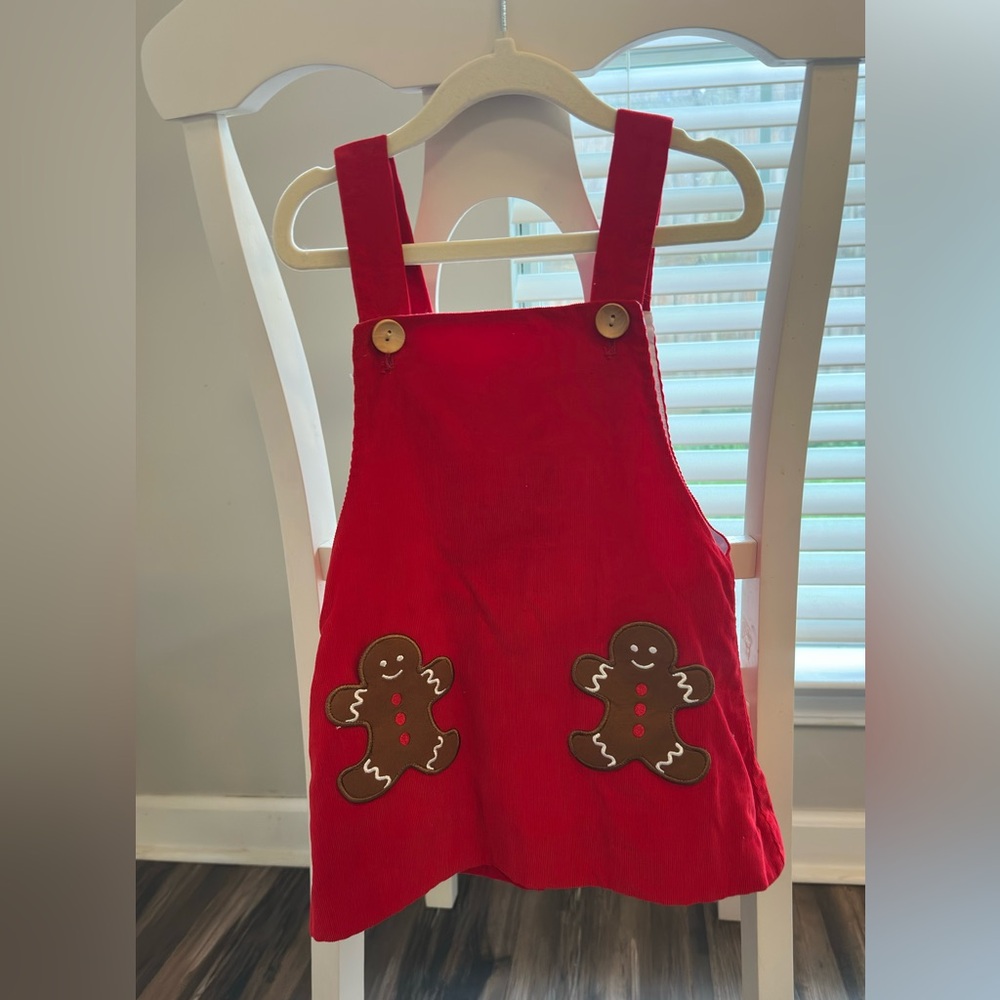 Red Corduroy Gingerbread Man Christmas Dress